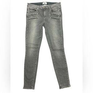 Paige Womens Edgemont Skinny Moto Jeans Stretch Gray Denim Zippers Size 31
